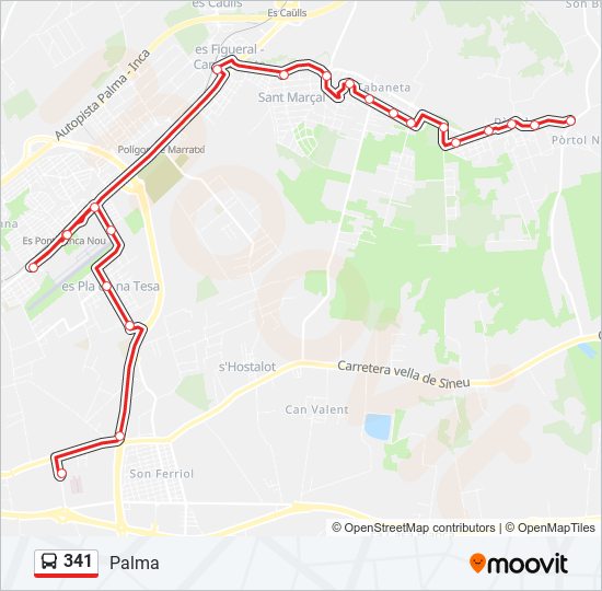 341 bus Mapa de línia