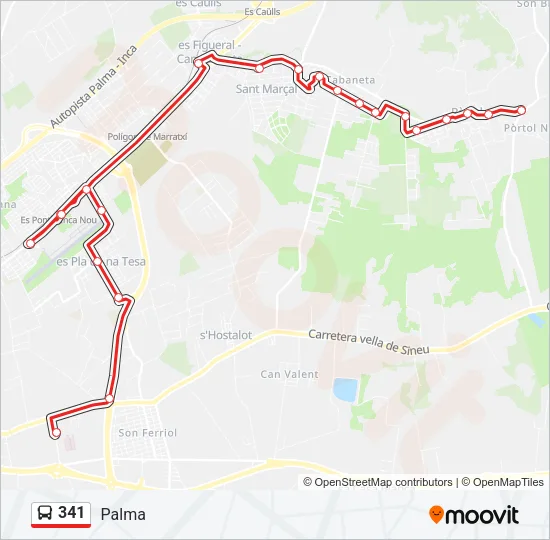 341 Bus Line Map
