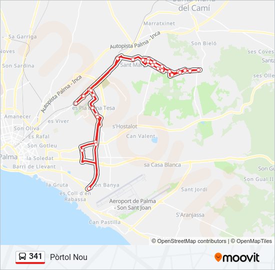 341 bus Line Map