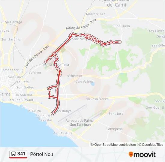 341 Bus Line Map