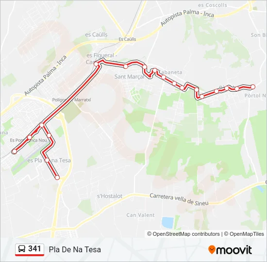 341 Bus Line Map