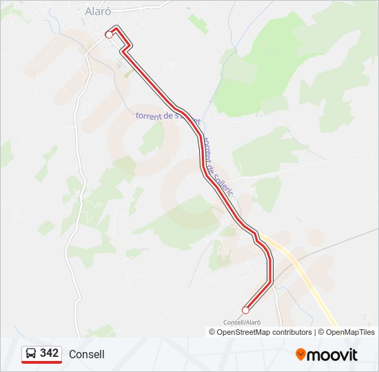 Mapa de 342 de autobús