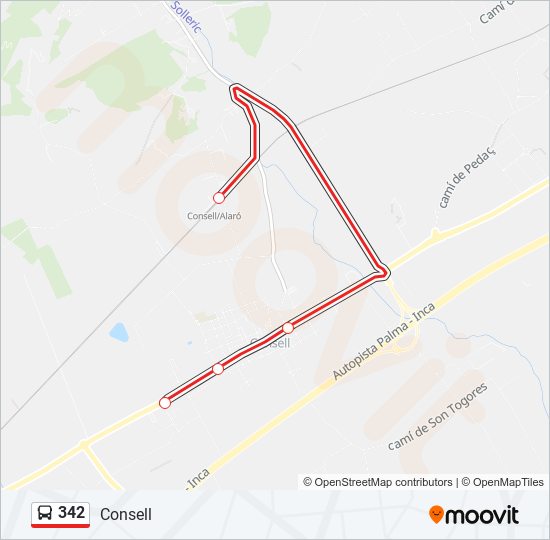 Mapa de 342 de autobús