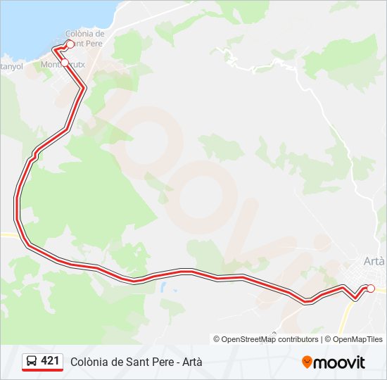 Mapa de 421 de autobús