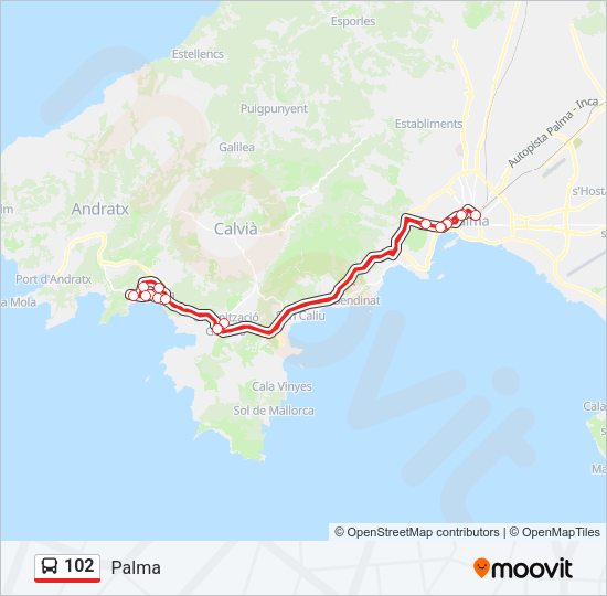 Mapa de 102 de autobús