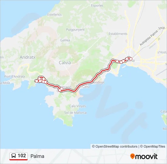 102 Bus Line Map