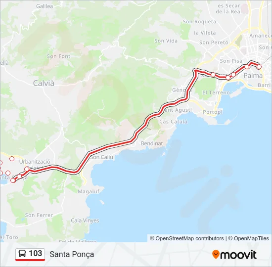 103 Bus Line Map