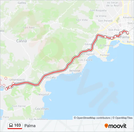 103 Bus Line Map