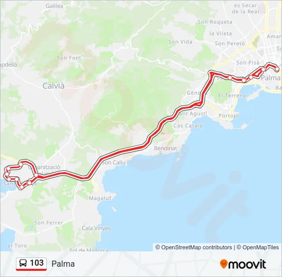 103 Bus Line Map