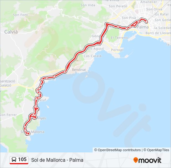 Mapa de 105 de autobús
