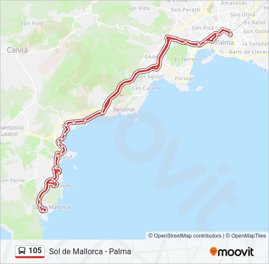 105 Bus Line Map