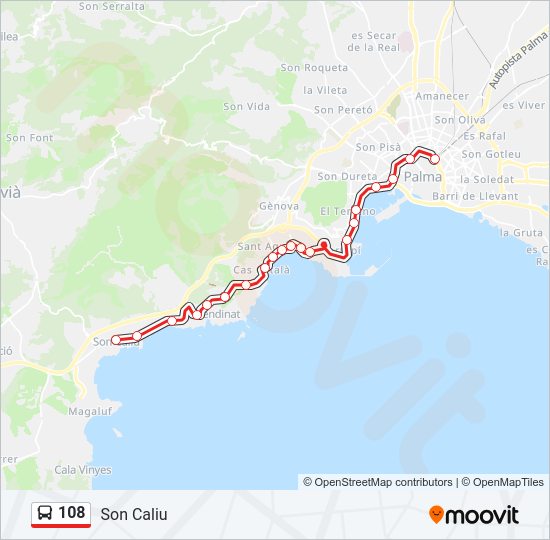 Mapa de 108 de autobús