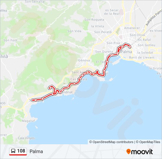 Mapa de 108 de autobús