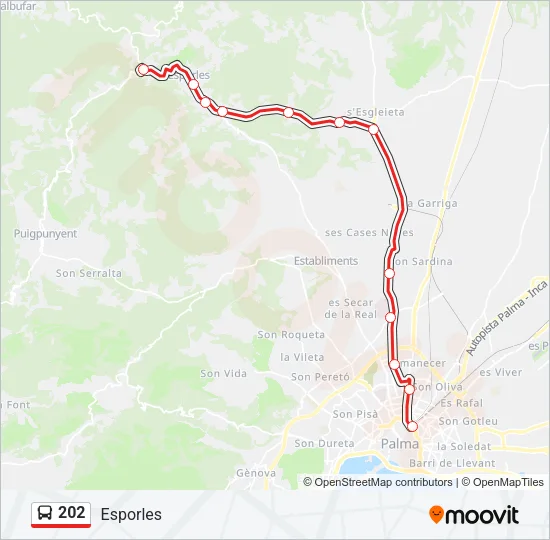 202 Autobús Line Map