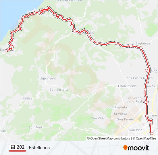 Mapa de 202 de autobús
