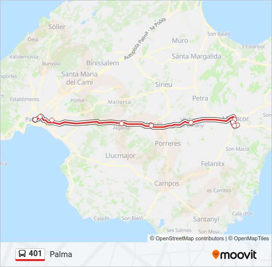 Mapa de 401 de autobús