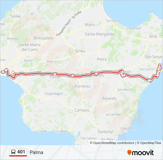 401 Bus Line Map