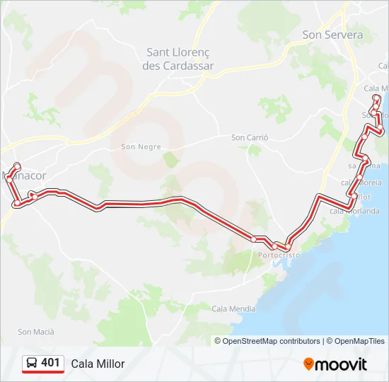 401 Bus Line Map
