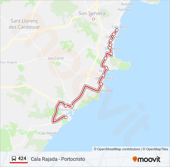 Mapa de 424 de autobús