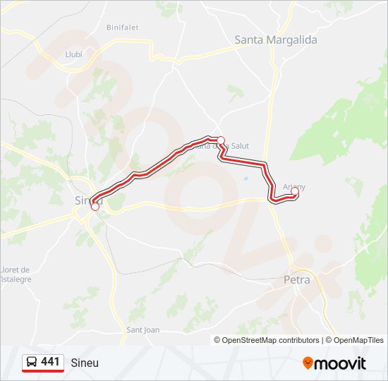Mapa de 441 de autobús
