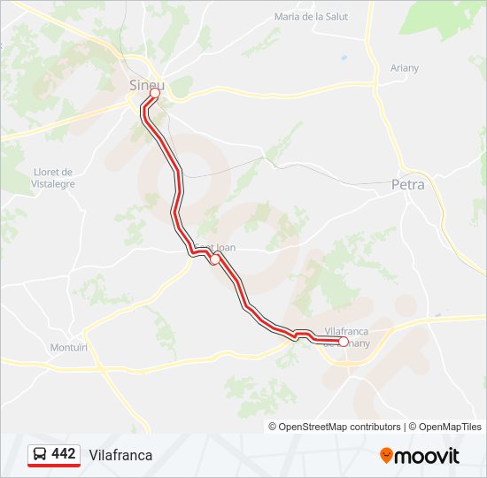 Mapa de 442 de autobús