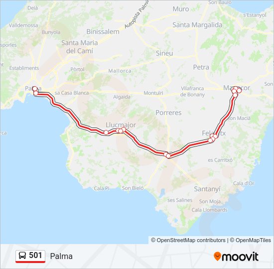 Mapa de 501 de autobús