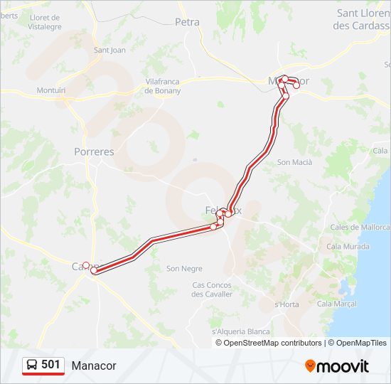 Mapa de 501 de autobús