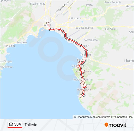 Mapa de 504 de autobús
