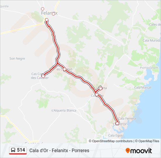 Mapa de 514 de autobús