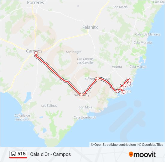 Mapa de 515 de autobús