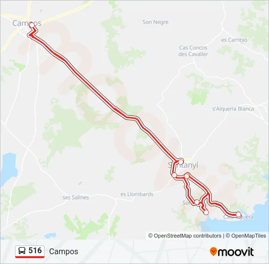 516 Bus Line Map