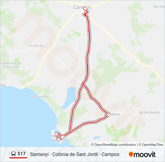 517 Bus Line Map