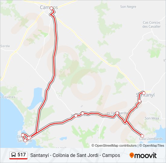 Mapa de 517 de autobús