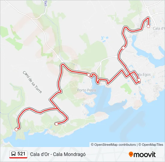 521 Bus Line Map