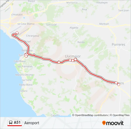 A51 Bus Line Map