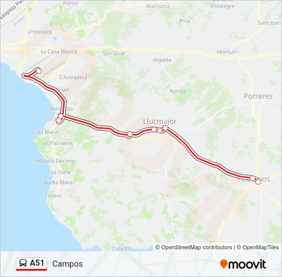 A51 Bus Line Map