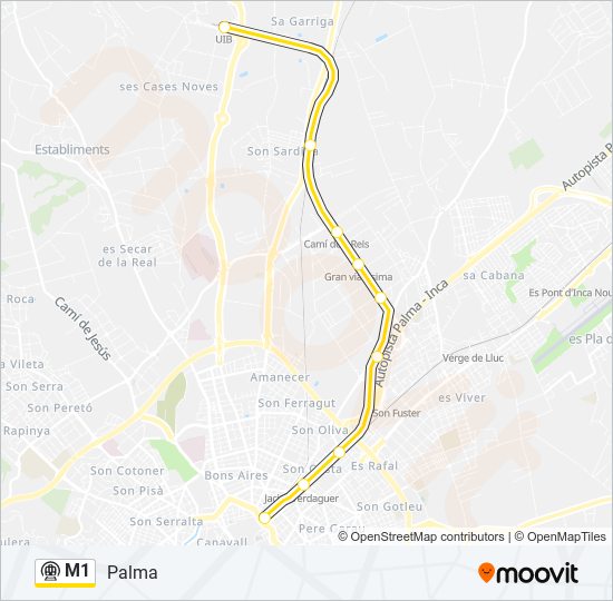 M1 metro Line Map