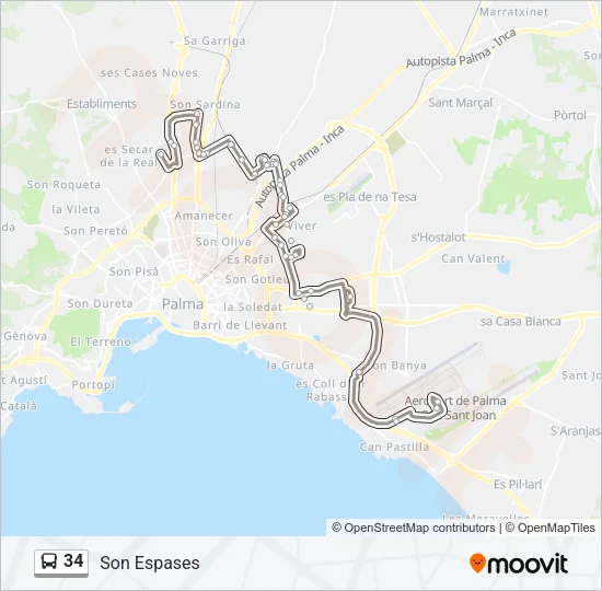 34 Bus Line Map