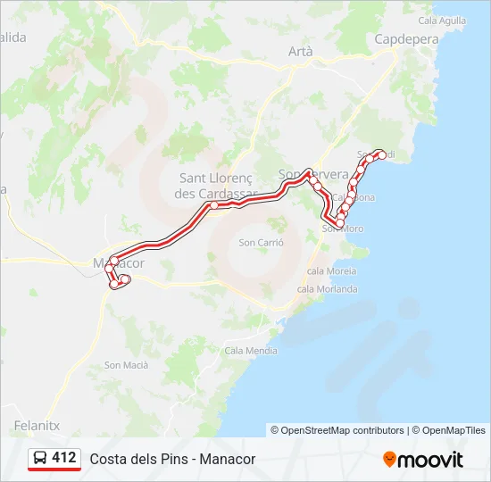 412 Bus Line Map