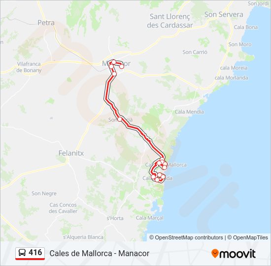 Mapa de 416 de autobús