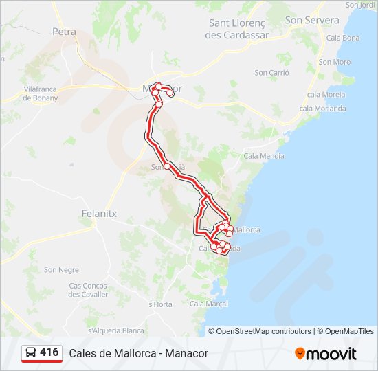 Mapa de 416 de autobús