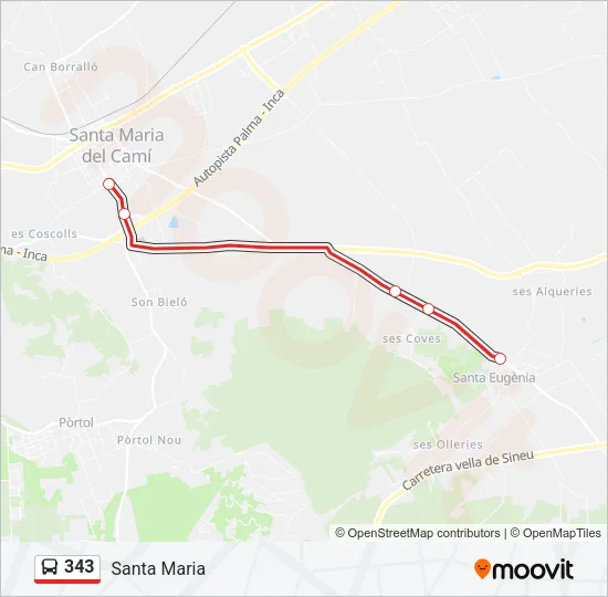 343 Bus Line Map