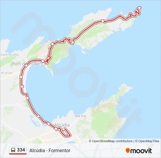 334 Bus Line Map