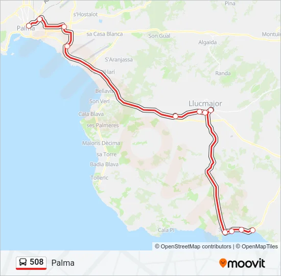 508 Bus Line Map