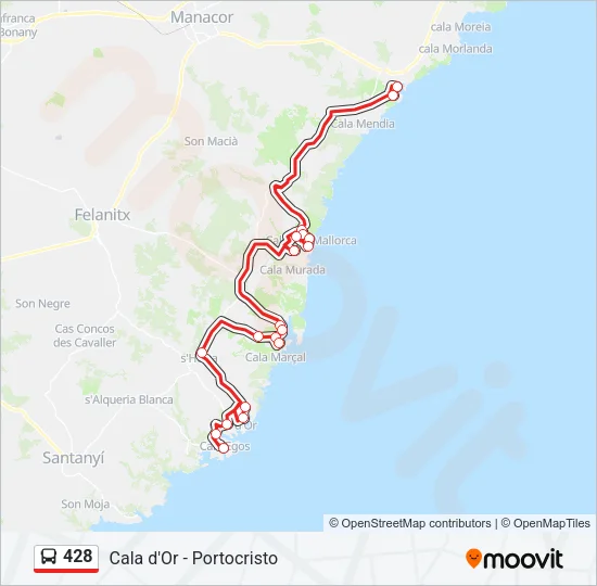 428 Bus Line Map