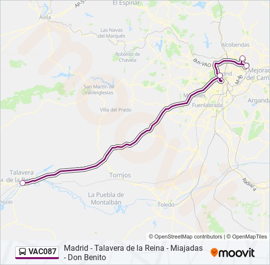 Mapa de VAC087 de autobús