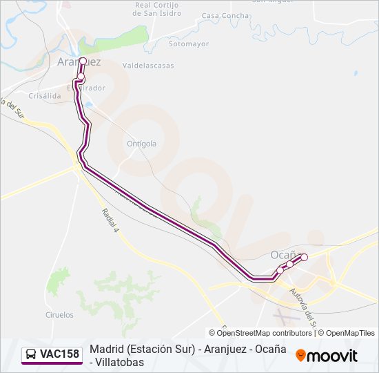 Mapa de VAC158 de autobús