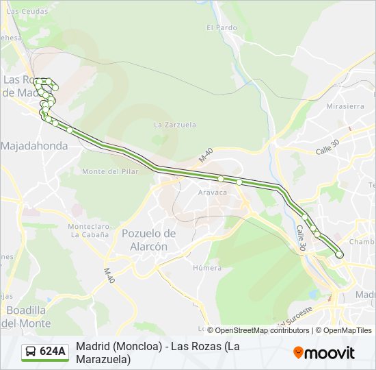 Mapa de 624A de autobús