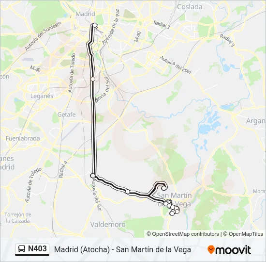 N403 Bus Line Map