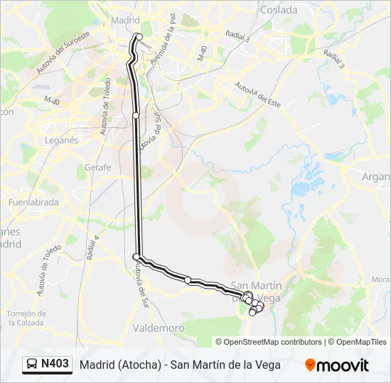 N403 Bus Line Map